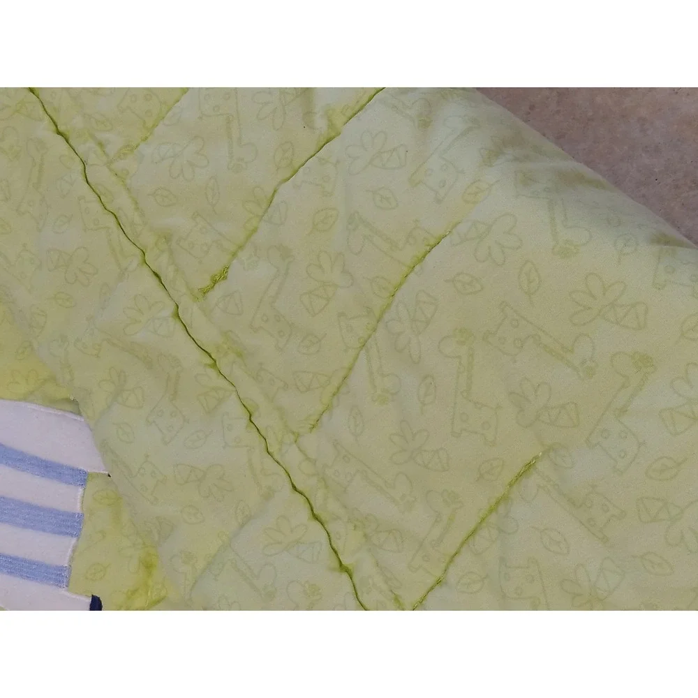 Just One Year Carters Baby Blanket Jungle Safari Animals Quilt Blue Green Yellow